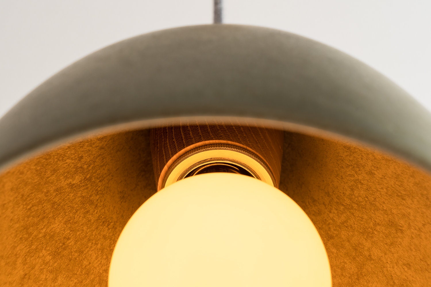 Green Element Pendant Light in Ceramic and Oak by StudioHaran