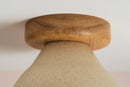 Speckled Cream Matt Element Flush Mount Ceiling Light in Ceramic and Oak by StudioHaran