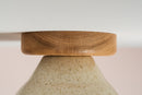 Speckled Cream Matt Element Flush Mount Ceiling Light in Ceramic and Oak by StudioHaran