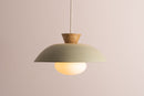 Green Dawn Pendant Light in Ceramic and Oak by StudioHaran