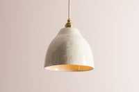 Speckled Cream Gloss Element Pendant Light in Ceramic and Brass/Nickel