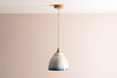 Blue and White Element Pendant Light in Ceramic and Brass by StudioHaran