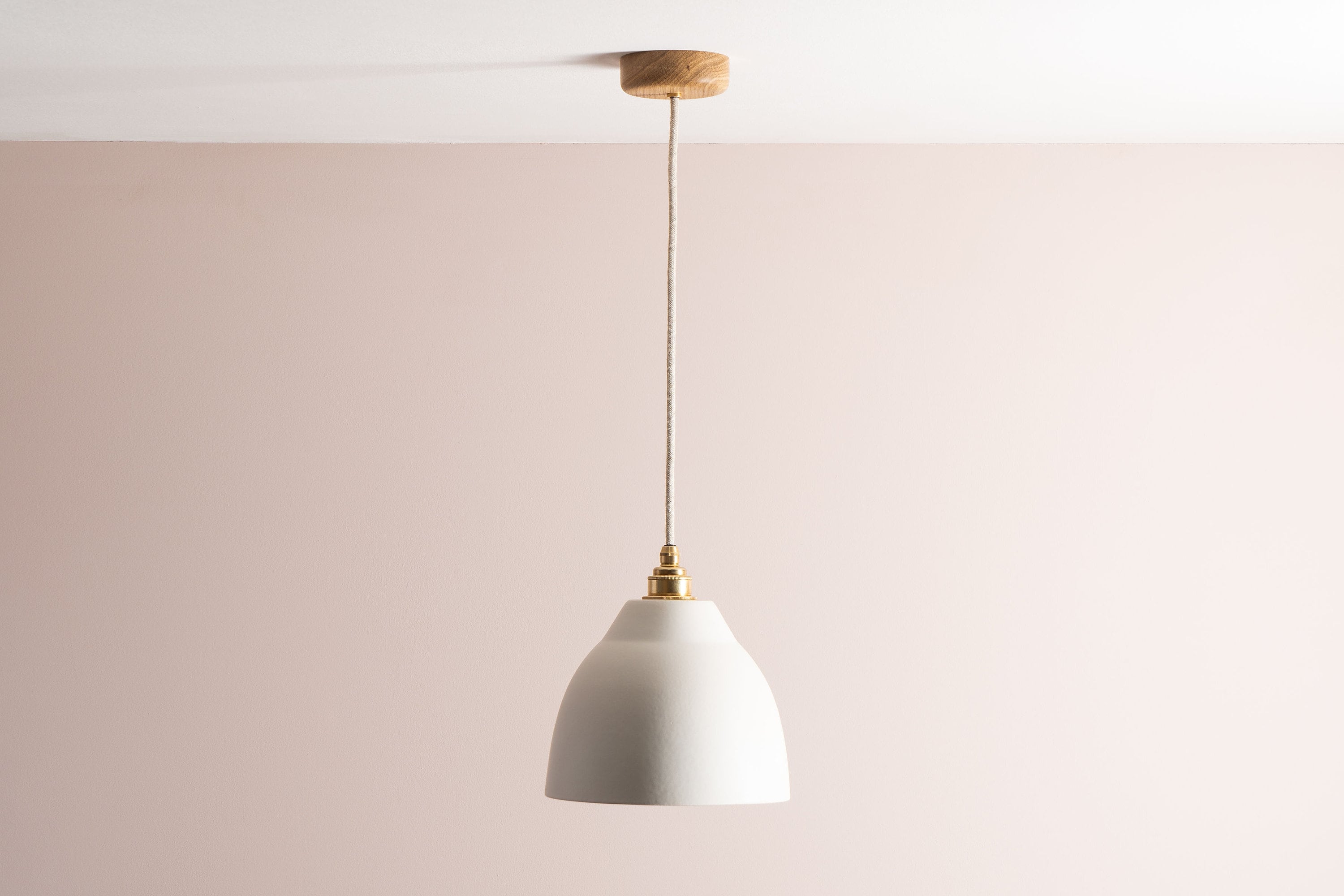 White Element Pendant Light in Ceramic and Brass/Nickel by StudioHaran
