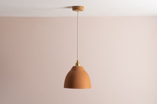 Terracotta Element Pendant Light in Ceramic and Brass/Nickel by StudioHaran