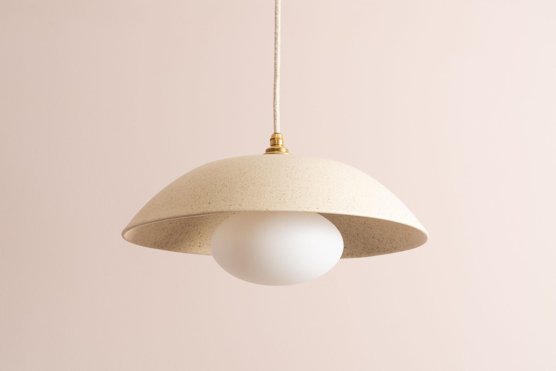 Speckled Cream Matt Dusk Ceramic Lamp Shade and Pendant Set by StudioHaran