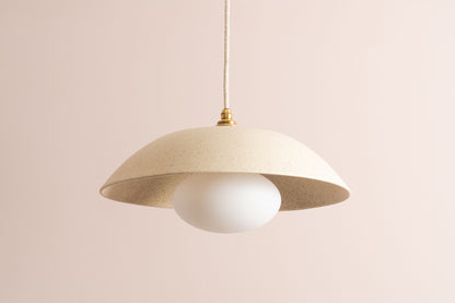 Speckled Cream Matt Dusk Ceramic Lamp Shade and Pendant Set by StudioHaran
