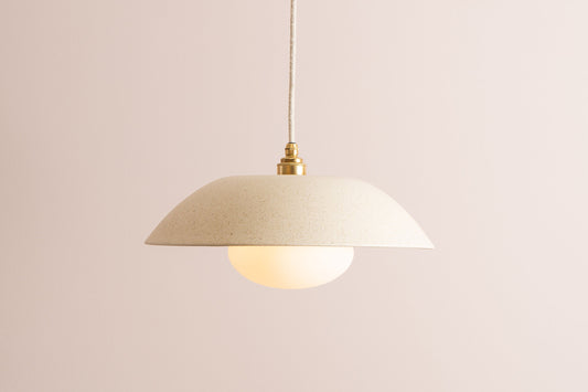 Speckled Cream Matt Dusk Ceramic Lamp Shade and Pendant Set by StudioHaran