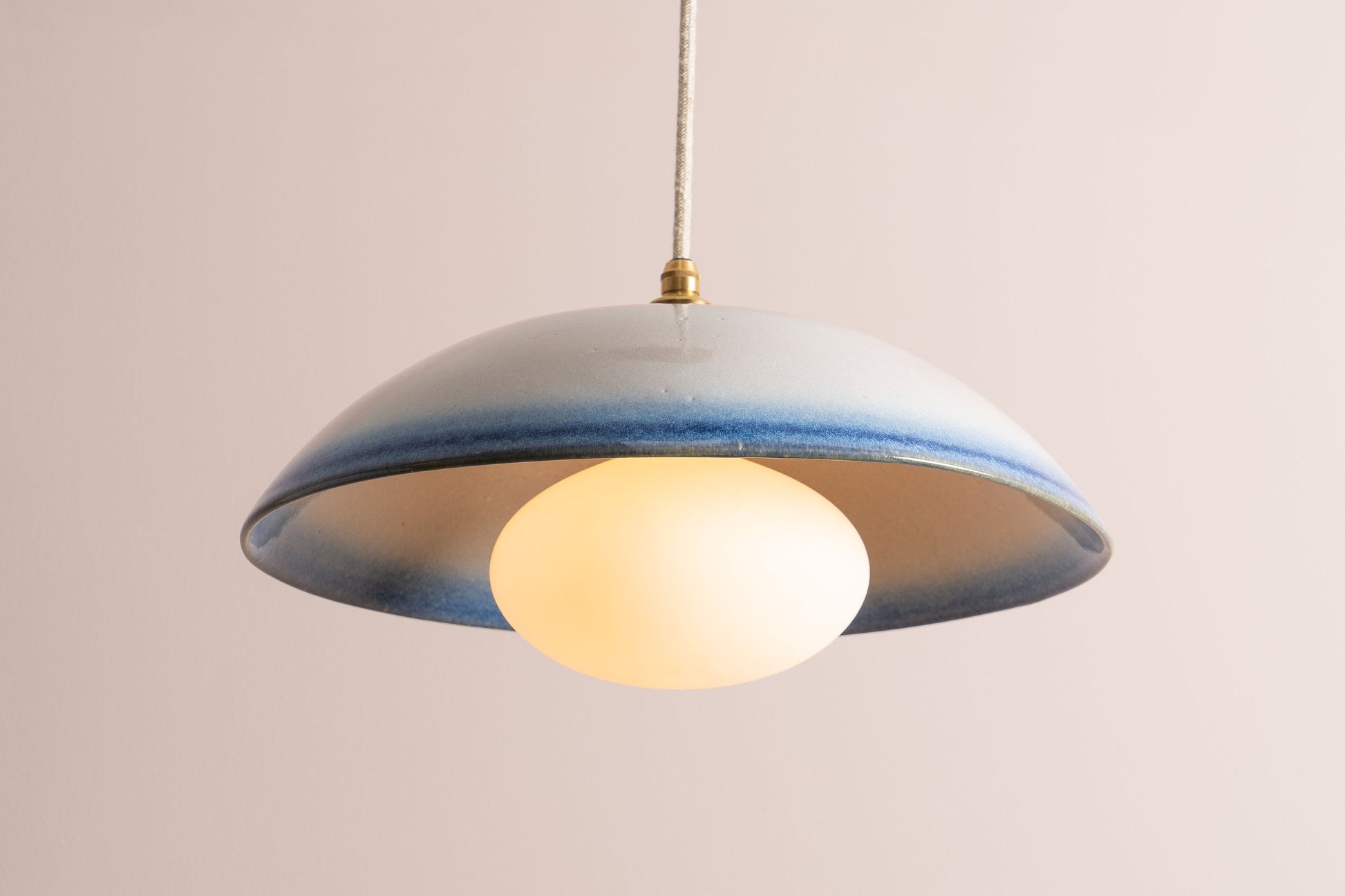 Blue and White Dusk Ceramic Lamp Shade and Pendant Set by StudioHaran