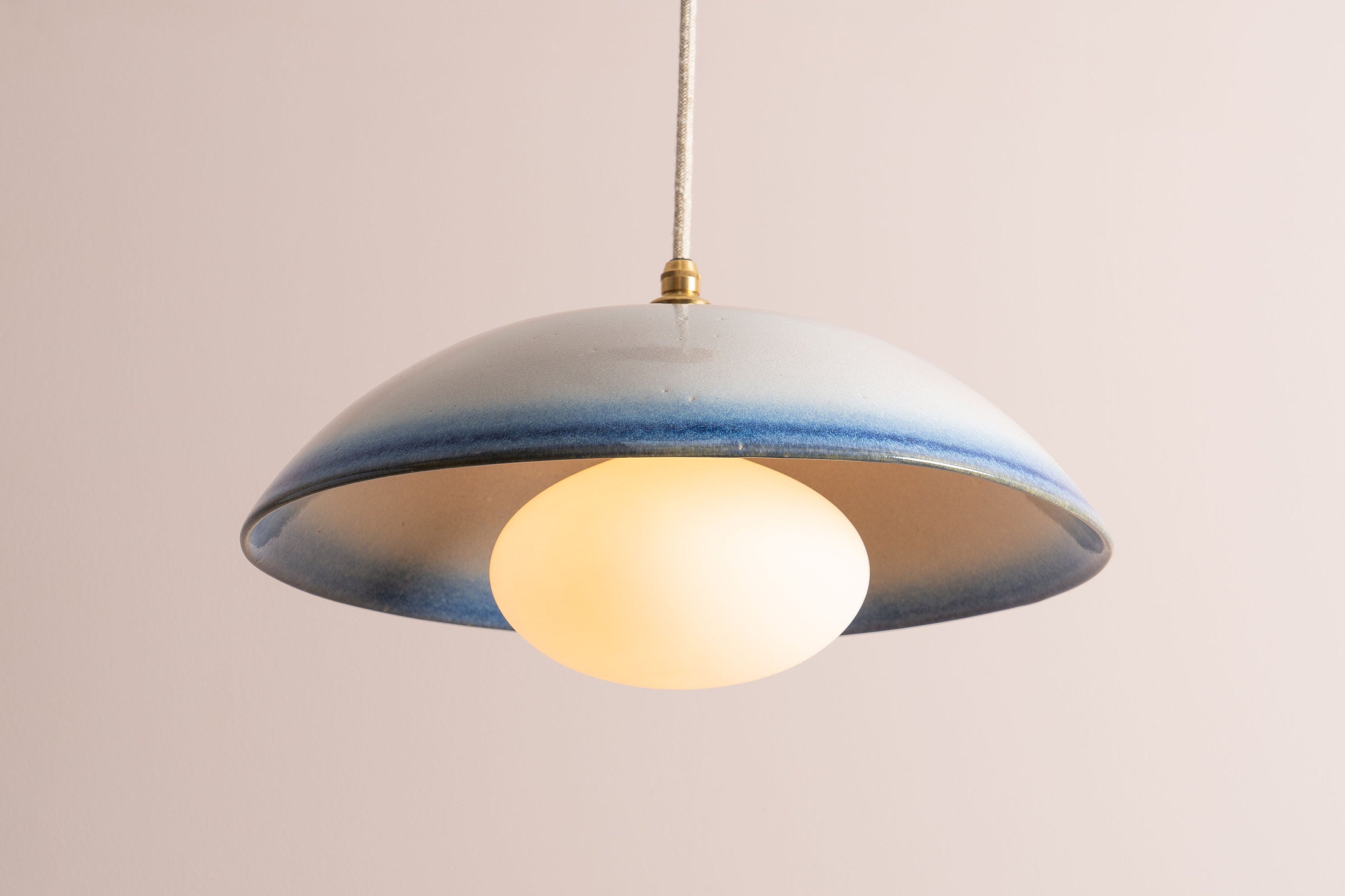 Blue and White Dusk Ceramic Lamp Shade and Pendant Set