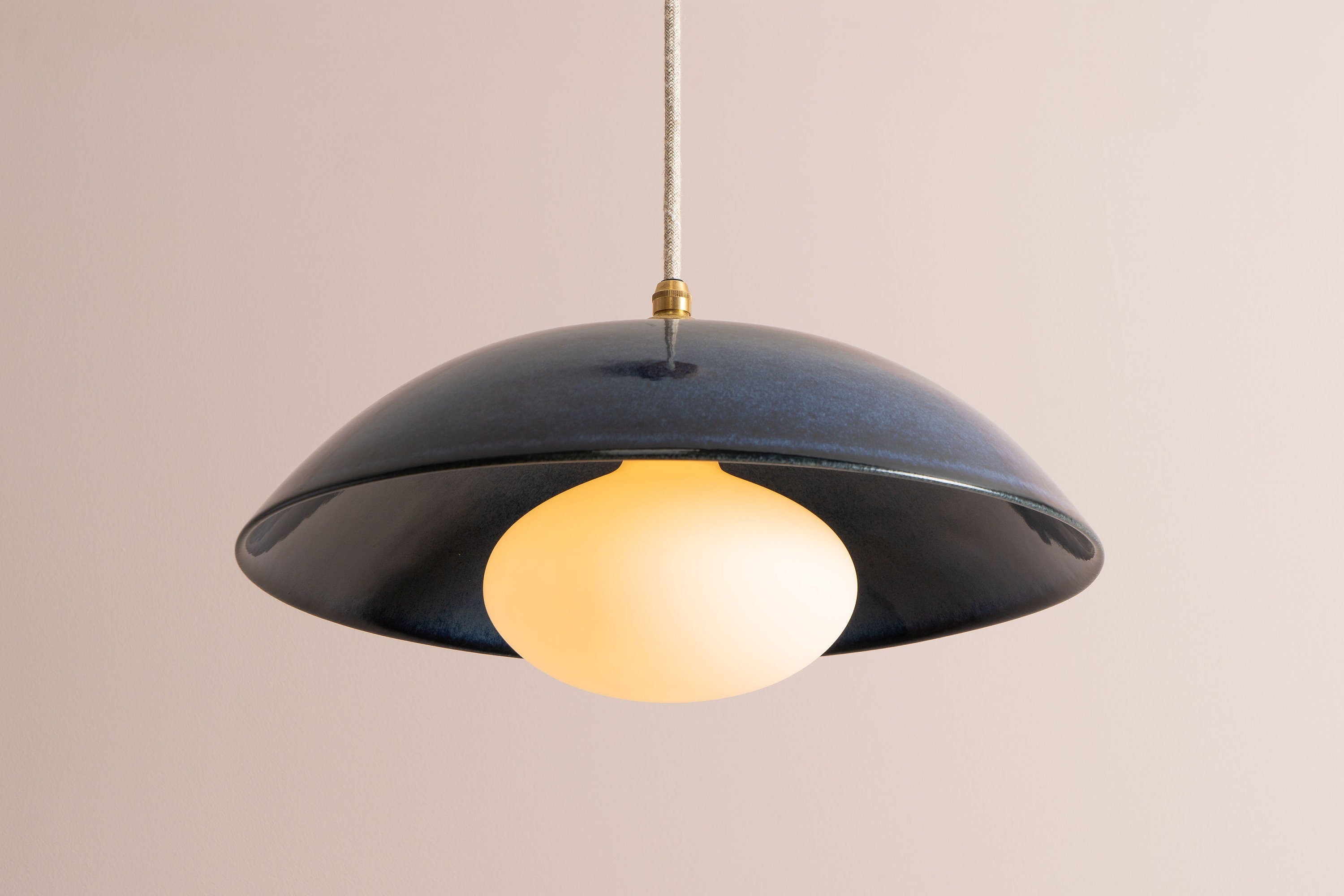 Blue Dusk Ceramic Lamp Shade and Pendant Set by StudioHaran