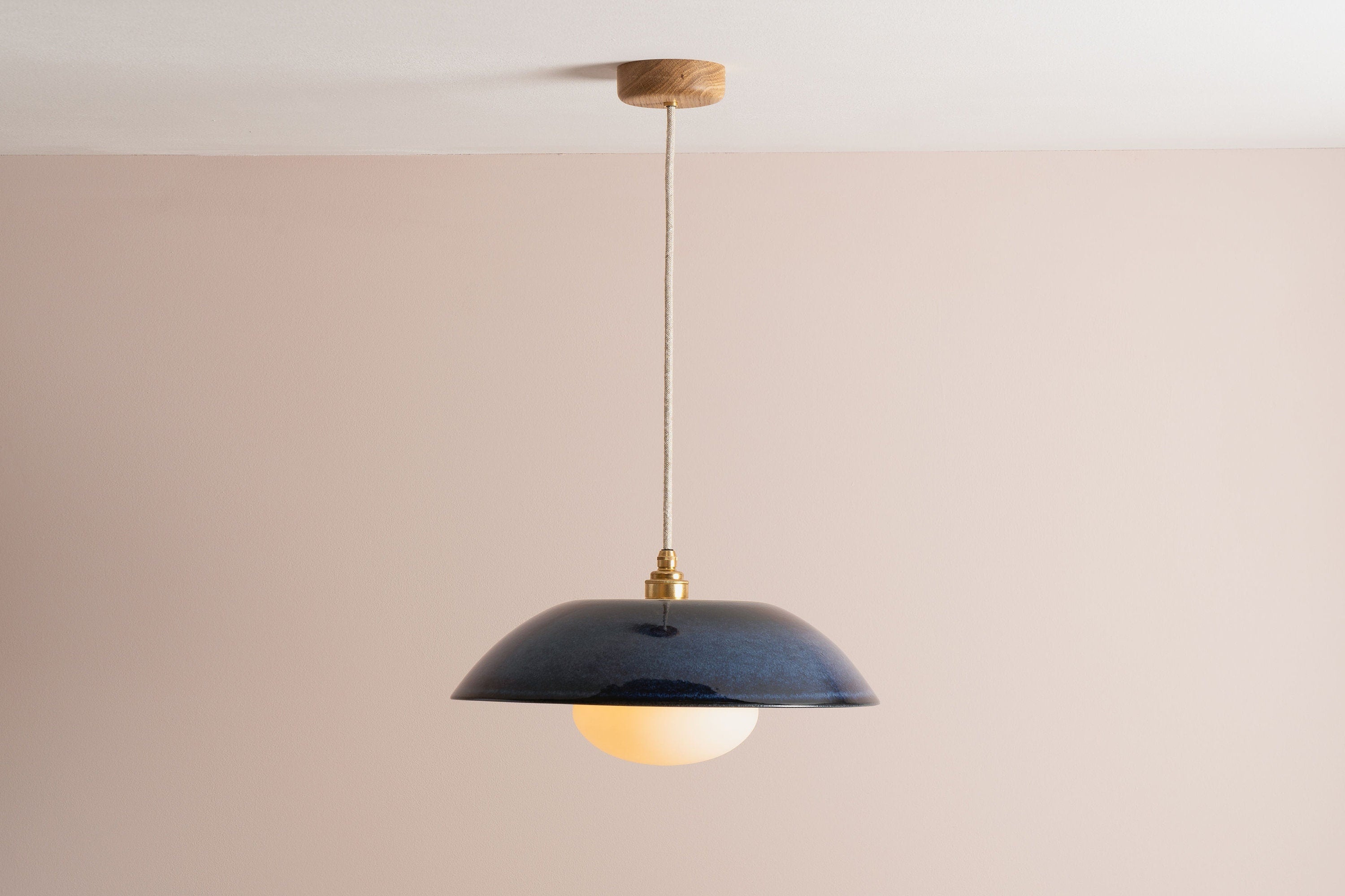 Blue Dusk Ceramic Lamp Shade and Pendant Set