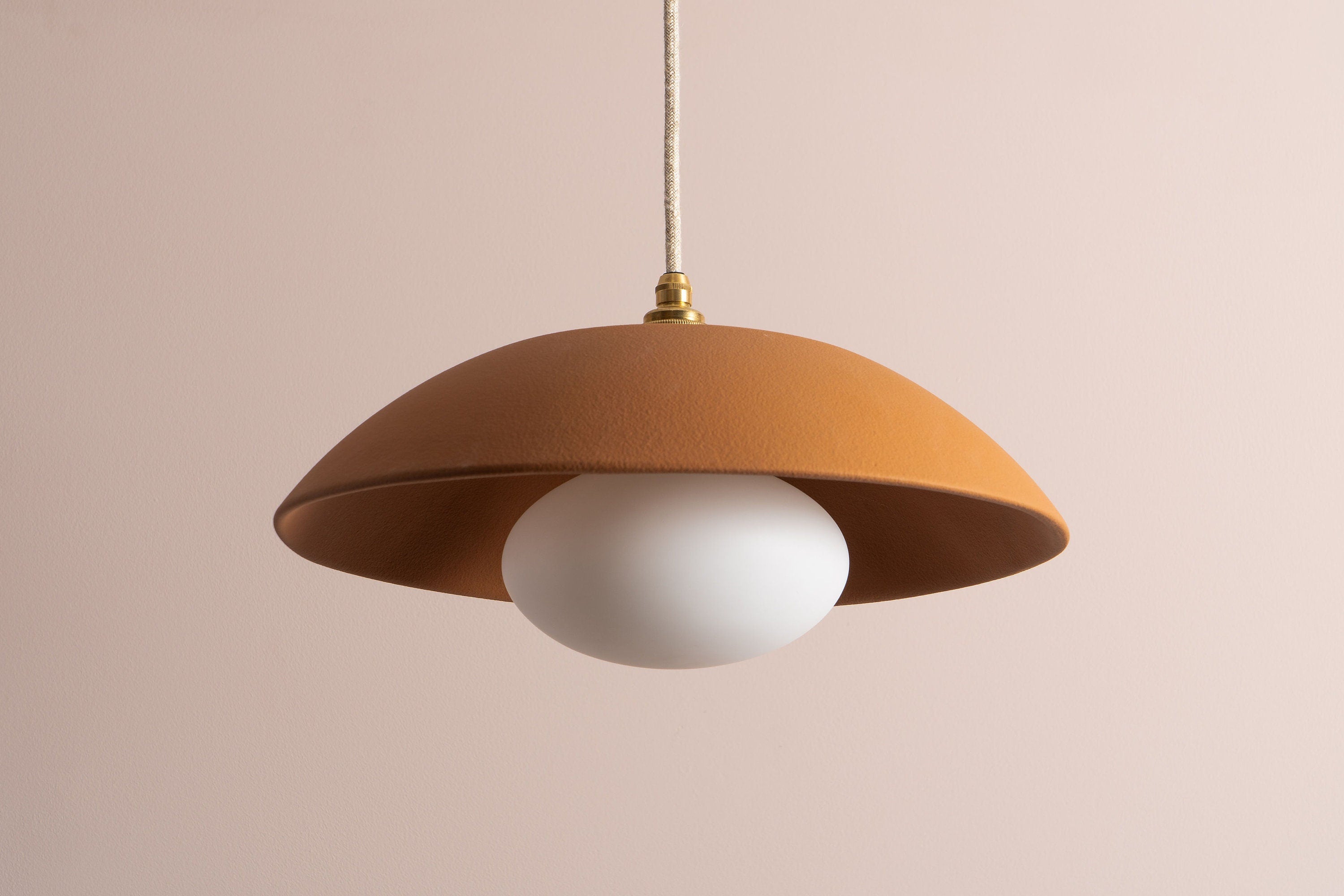 Terracotta Dusk Ceramic Lamp Shade and Pendant Set by StudioHaran
