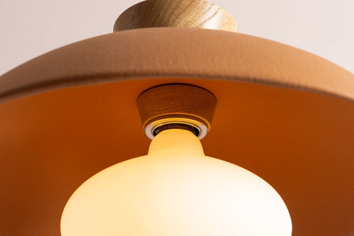 Terracotta Dawn Pendant Light in Ceramic and Oak by StudioHaran