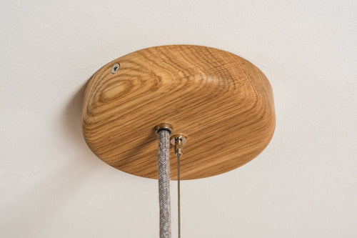 Terracotta XL Dawn Pendant Light in Ceramic and Oak by StudioHaran