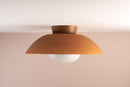 Terracotta XL Dawn Flush Mount Ceiling Light in Ceramic and Oak by StudioHaran