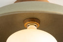 Green XL Dawn Flush Mount Ceiling Light in Ceramic and Oak by StudioHaran