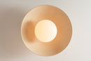 Speckled Cream Matt Dawn Wall Light Sconce in Ceramic and Oak by StudioHaran