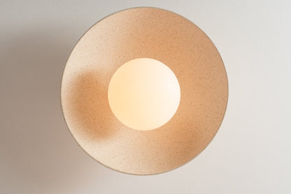 Speckled Cream Gloss XL Dawn Wall Light Sconce in Ceramic and Oak by StudioHaran