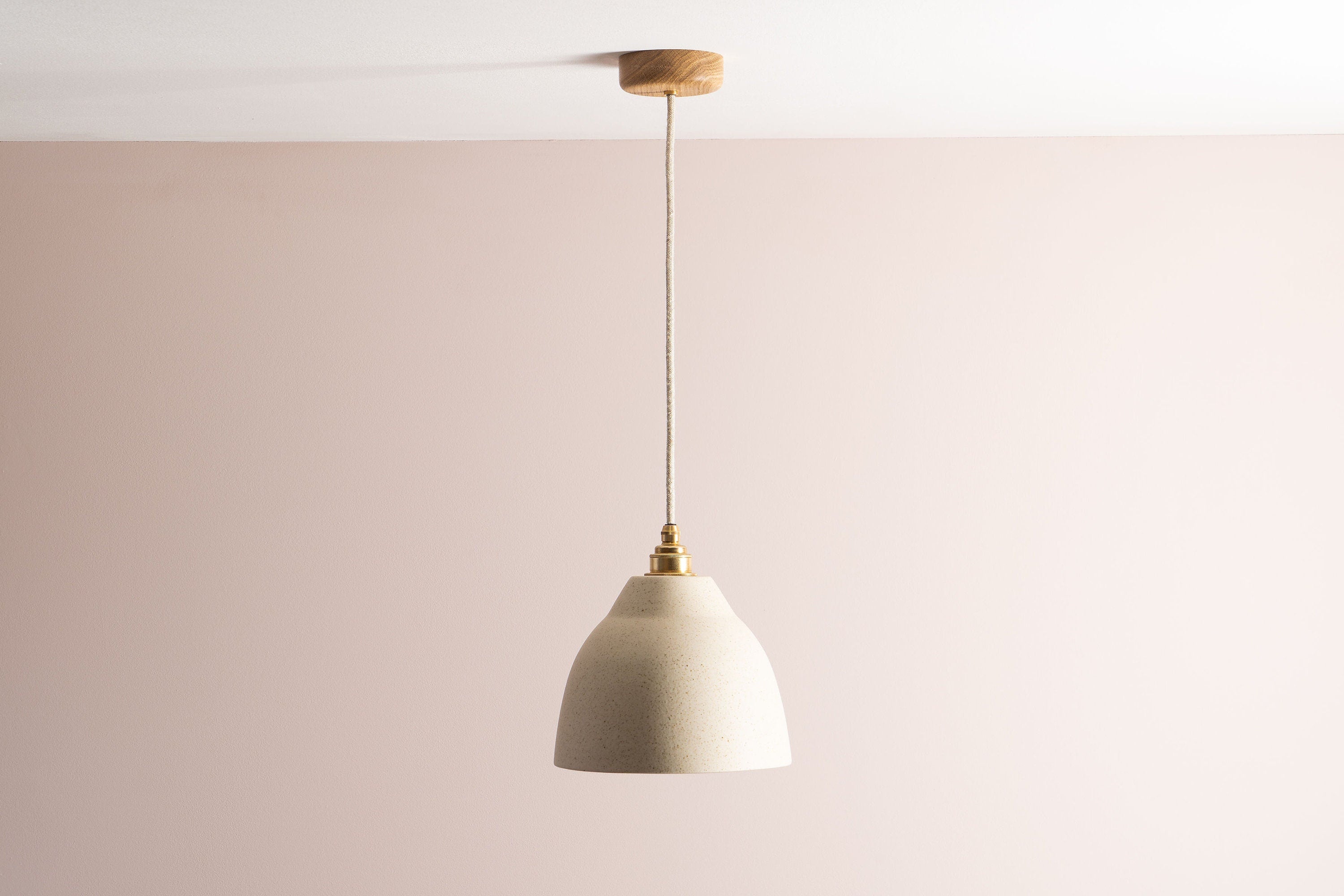 Speckled Cream Matt Element Pendant Light in Ceramic and Brass/Nickel by StudioHaran