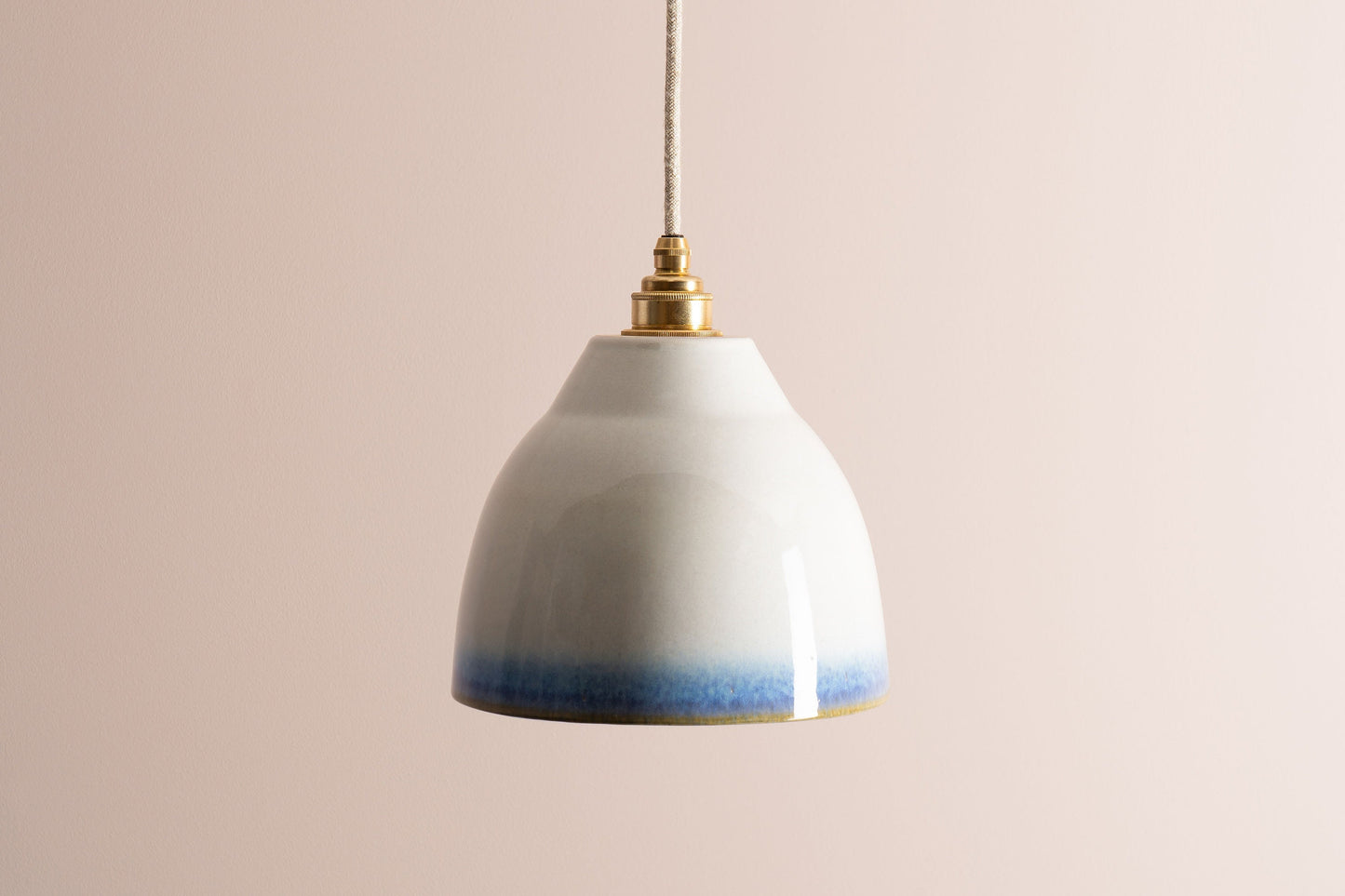 Blue and White Element Pendant Light in Ceramic and Brass/Nickel by StudioHaran