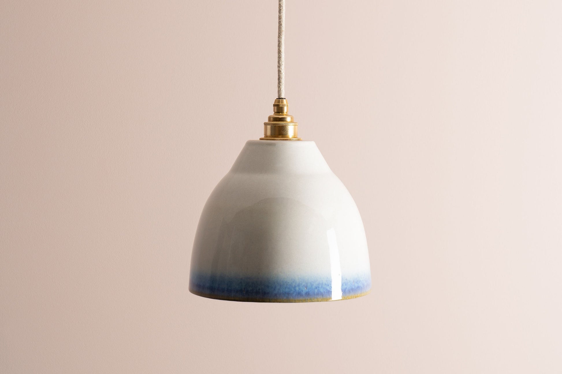 Blue and White Element Pendant Light in Ceramic and Brass/Nickel by StudioHaran