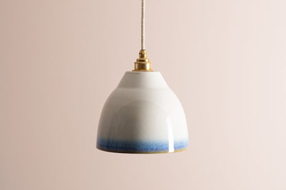 Blue and White Element Pendant Light in Ceramic and Brass/Nickel by StudioHaran