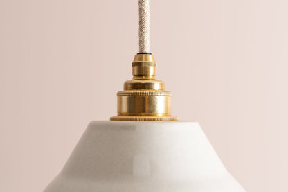 Blue and White Element Pendant Light in Ceramic and Brass/Nickel by StudioHaran