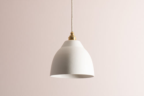White Element Pendant Light in Ceramic and Brass/Nickel by StudioHaran