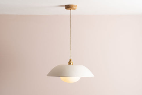 White Dusk Ceramic Lamp Shade and Pendant Set by StudioHaran