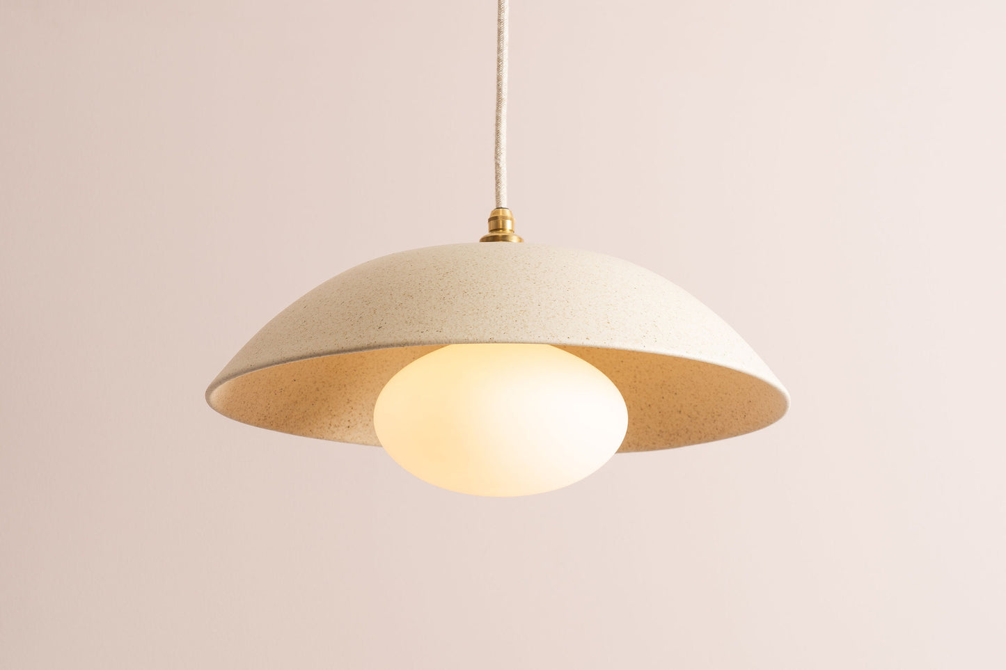 Speckled Cream Matt Dusk Ceramic Lamp Shade and Pendant Set by StudioHaran