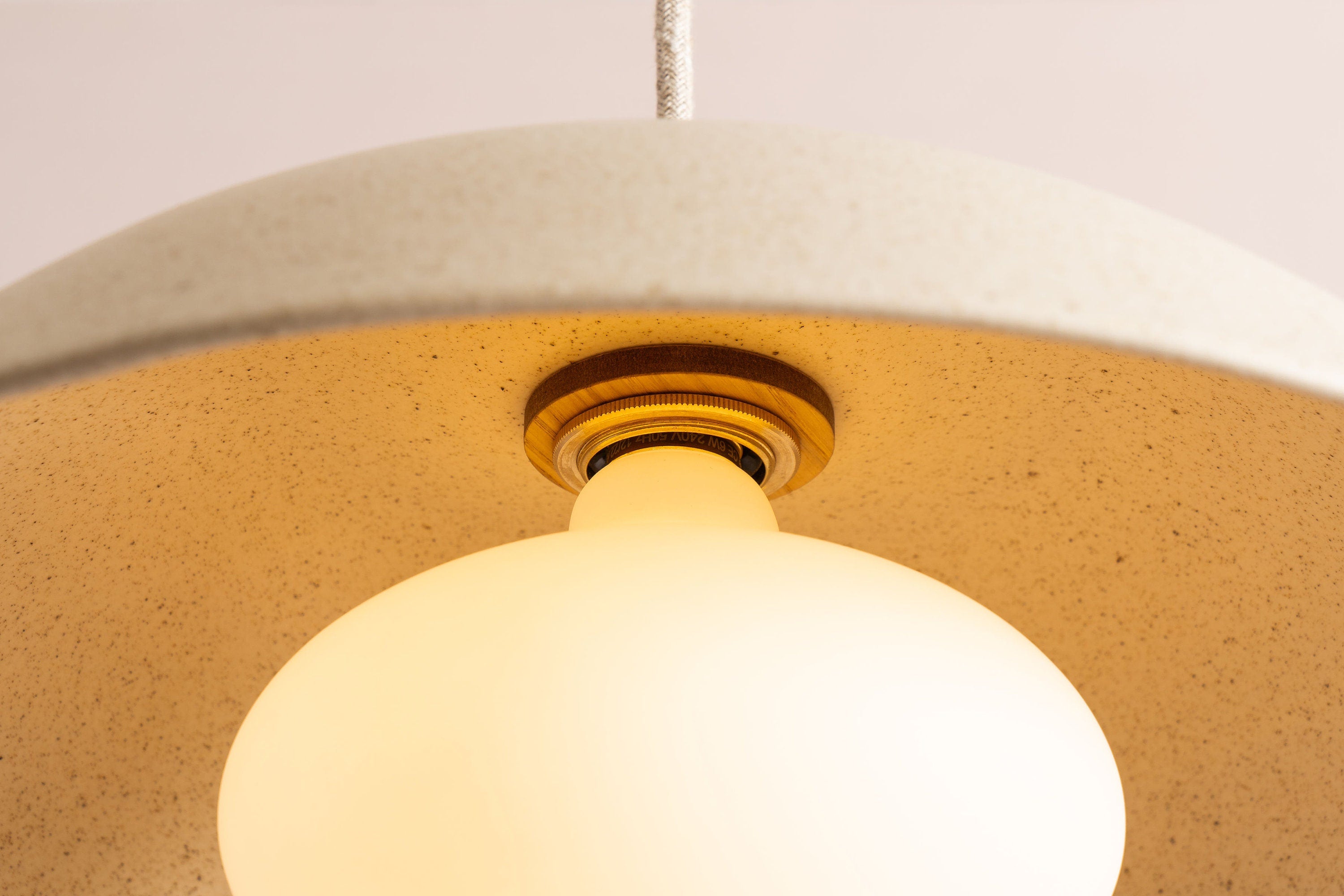 Speckled Cream Matt Dusk Ceramic Lamp Shade and Pendant Set by StudioHaran