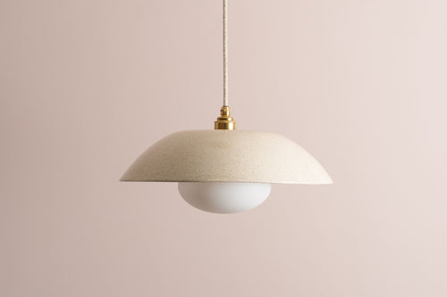 Speckled Cream Gloss Dusk Ceramic Lamp Shade and Pendant Set by StudioHaran