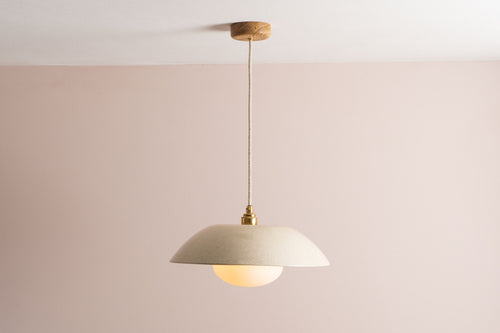 Speckled Cream Gloss Dusk Ceramic Lamp Shade and Pendant Set by StudioHaran