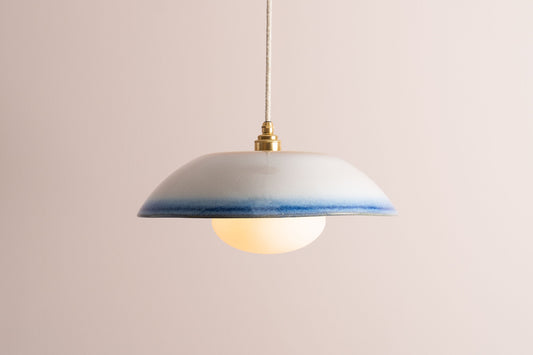 Blue and White Dusk Ceramic Lamp Shade and Pendant Set by StudioHaran