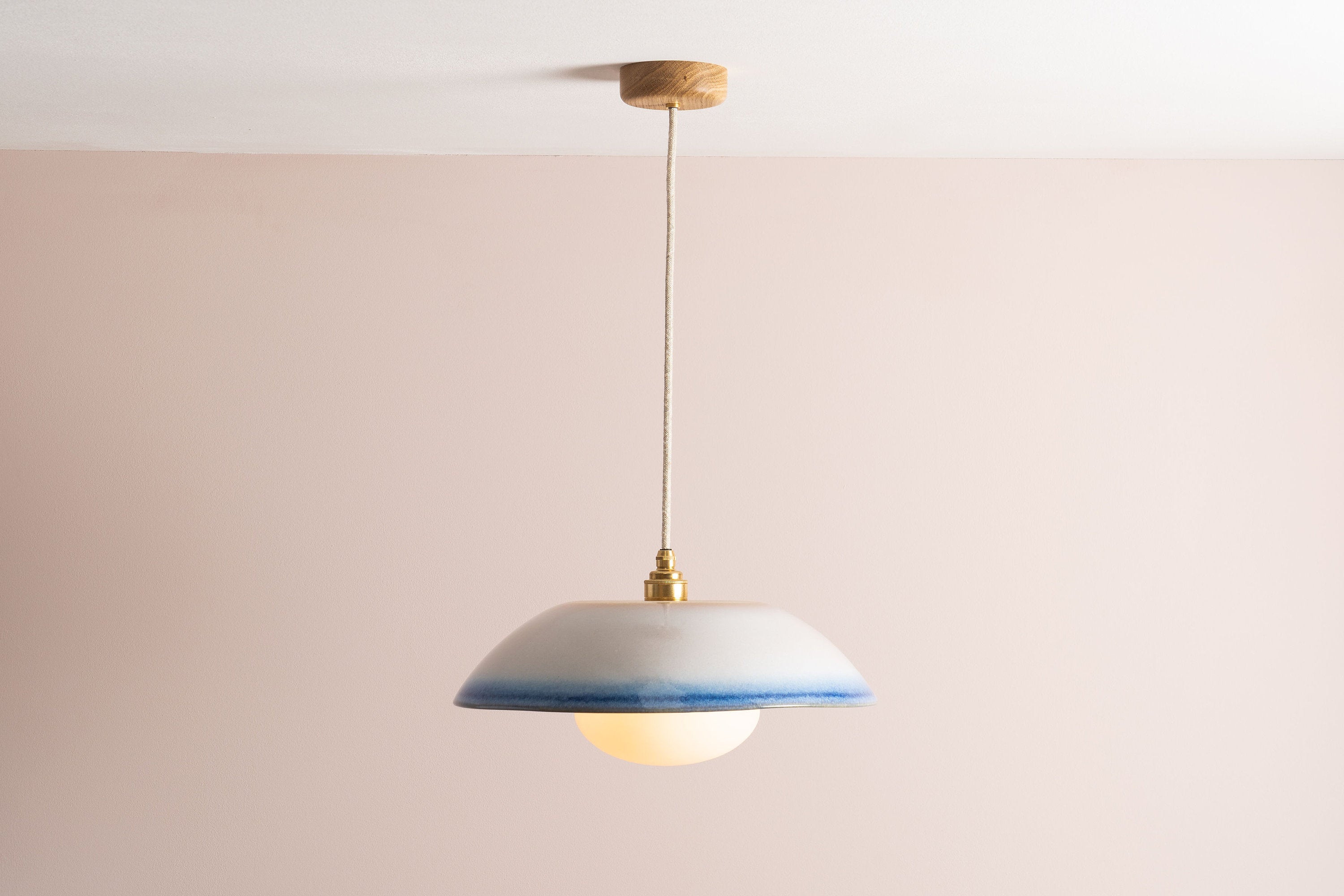 Blue and White Dusk Ceramic Lamp Shade and Pendant Set by StudioHaran