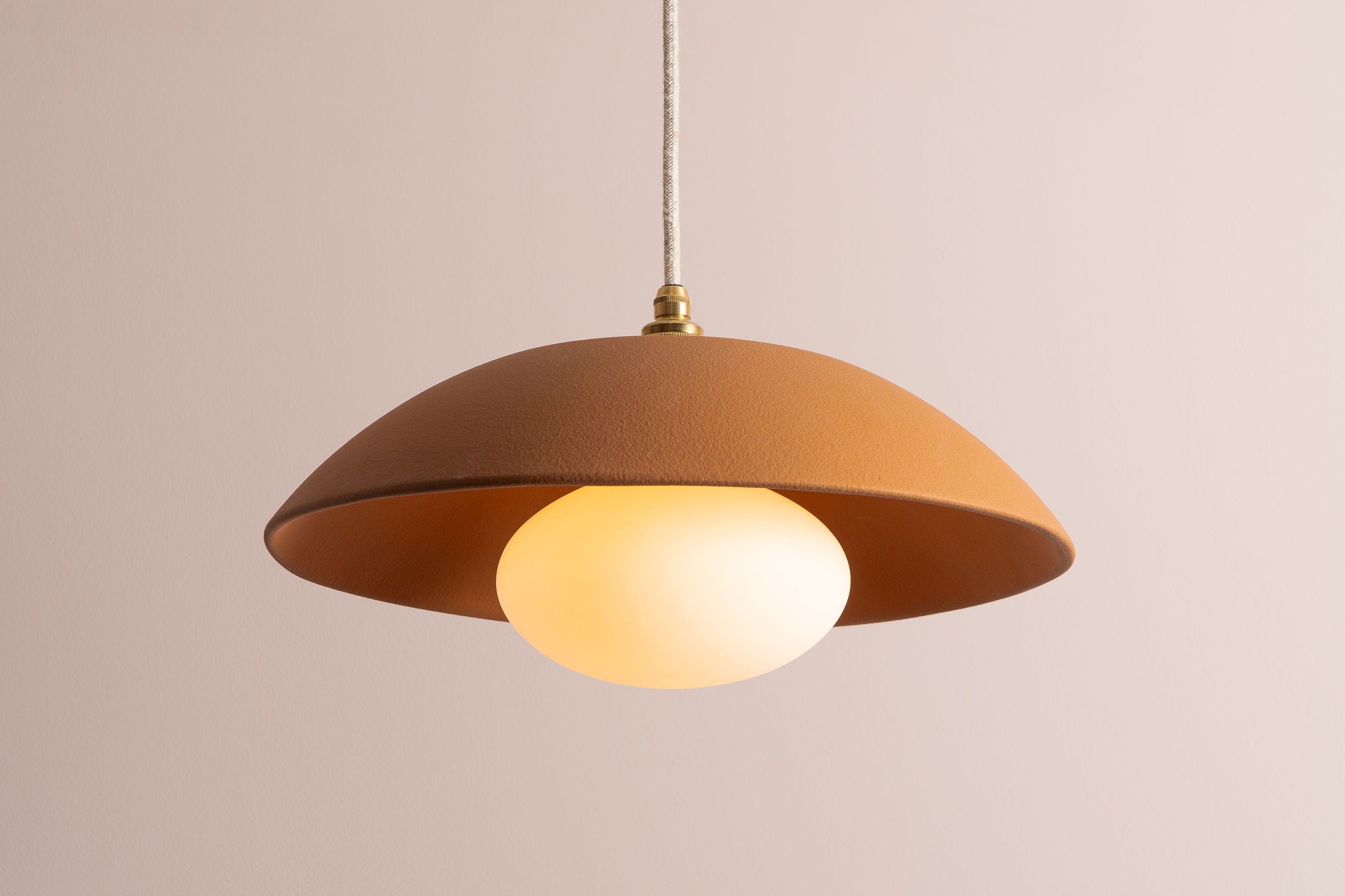 Terracotta Dusk Ceramic Lamp Shade and Pendant Set by StudioHaran