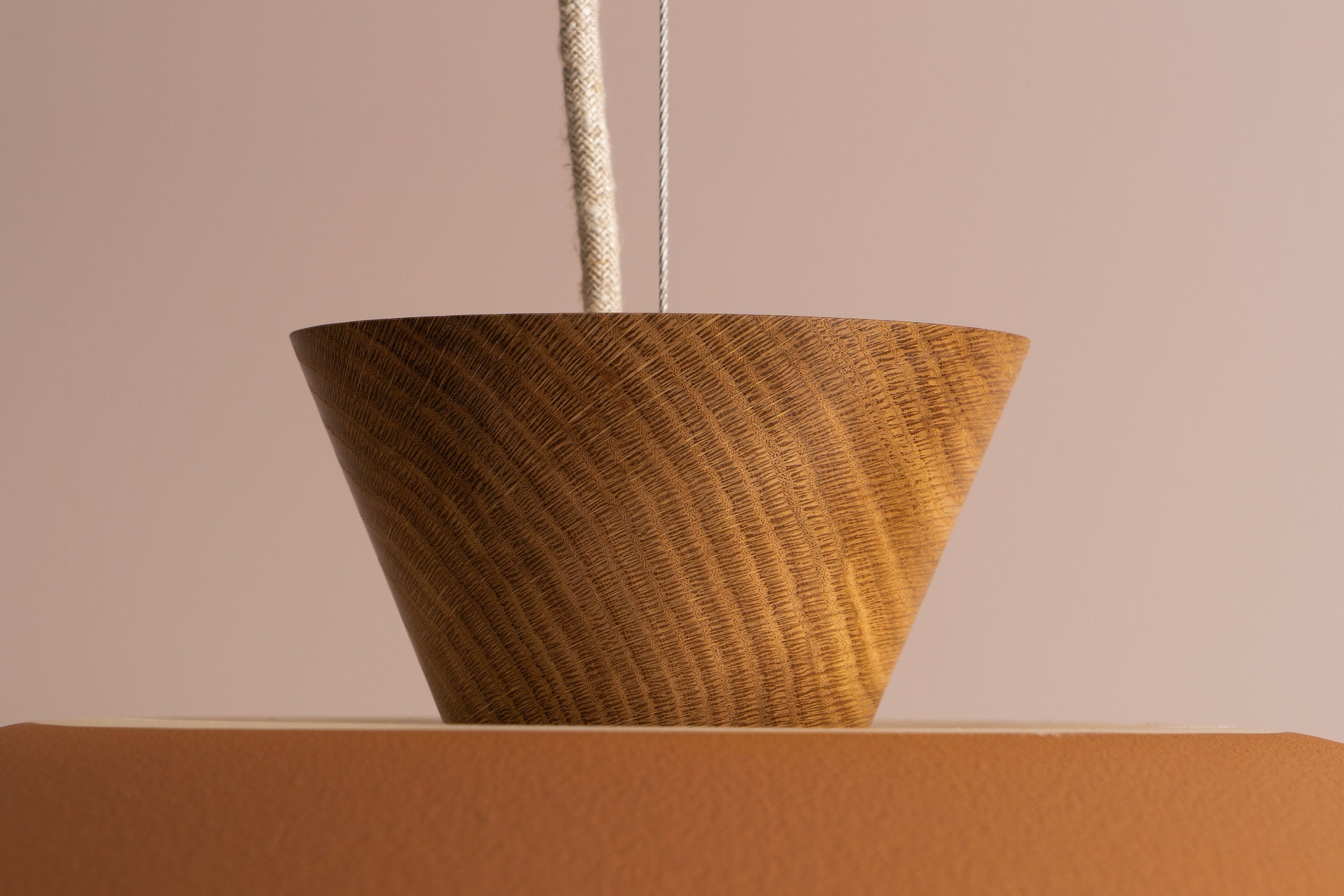 Terracotta XL Dawn Pendant Light in Ceramic and Oak by StudioHaran