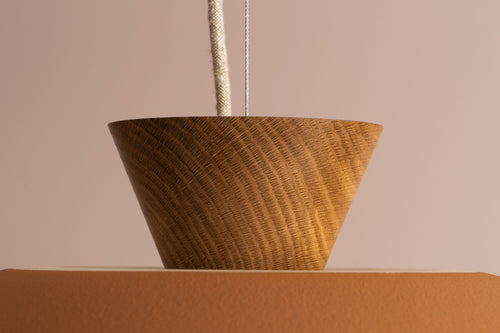 Terracotta XL Dawn Pendant Light in Ceramic and Oak by StudioHaran