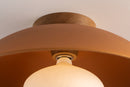Terracotta XL Dawn Flush Mount Ceiling Light in Ceramic and Oak by StudioHaran