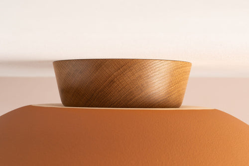 Terracotta XL Dawn Flush Mount Ceiling Light in Ceramic and Oak by StudioHaran