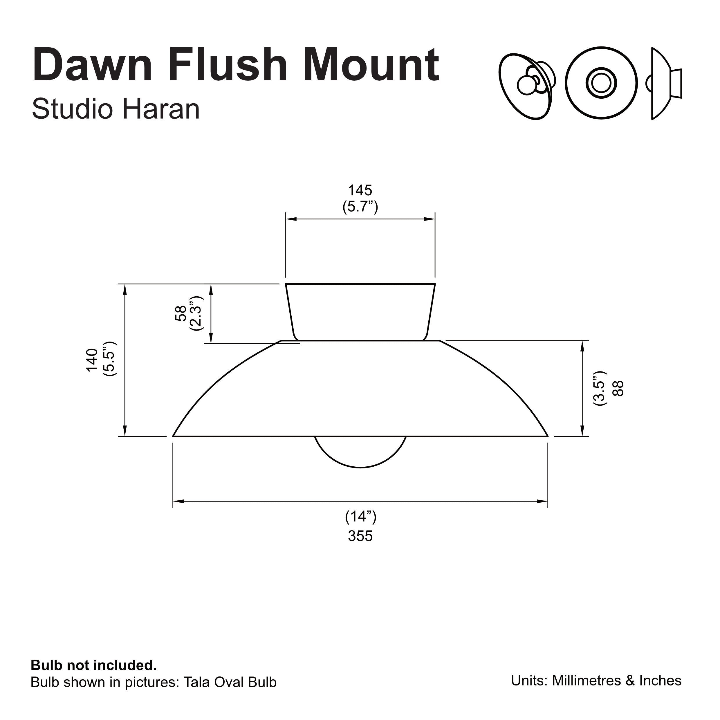 Speckled Cream Gloss Dawn Flush Mount Ceiling Light in Ceramic and Oak by StudioHaran