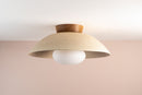 Speckled Cream Matt XL Dawn Flush Mount Ceiling Light in Ceramic and Oak by StudioHaran