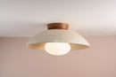 Speckled Cream Gloss XL Dawn Flush Mount Ceiling Light in Ceramic and Oak by StudioHaran