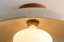 Speckled Cream Gloss XL Dawn Flush Mount Ceiling Light in Ceramic and Oak by StudioHaran