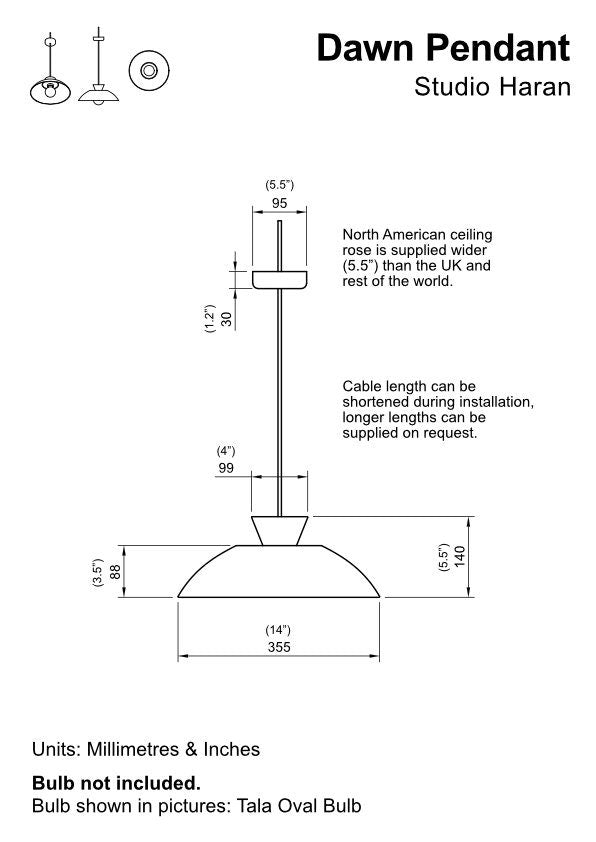 Blue & White Dawn Pendant Light in Ceramic and Oak by StudioHaran