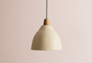 Speckled Cream Matt Element Pendant Light in Ceramic and Oak by StudioHaran
