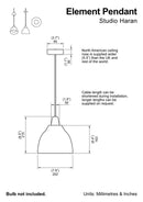 Blue and White Element Pendant Light in Ceramic and Oak by StudioHaran