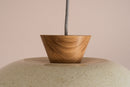 Speckled Cream Gloss XL Dawn Pendant Light in Ceramic and Oak by StudioHaran