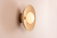 Speckled Cream Matt Dawn Wall Light Sconce in Ceramic and Oak