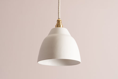 Small White Element Pendant Light in Ceramic and Brass/Nickel by StudioHaran